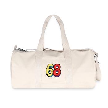 68 Zahl Bunt - Recycelte Canvas-Sporttasche von Stanley/Stella - Naturweiß - Vorne