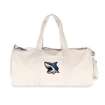 Wütender Hai-Kopf Cartoon Druck - Recycelte Canvas-Sporttasche von Stanley/Stella - Naturweiß - Vorne