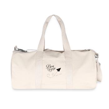 Bon Voyage gute Reise Papierzug Flugzeug France - Recycelte Canvas-Sporttasche von Stanley/Stella - Naturweiß - Vorne