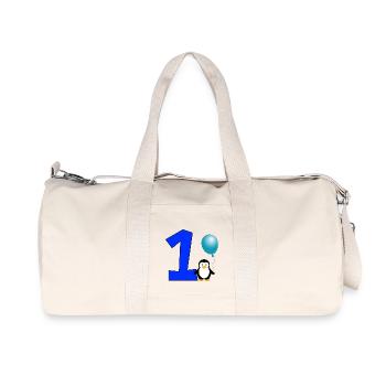 Happy Birthday Penguin Gift Birthday 1 year - Recycled Canvas Sports Bag by Stanley/Stella - natural - Front