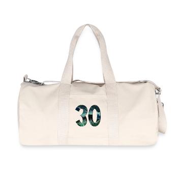 Numéro 30 - 30e anniversaire - Trentenaire - Sac de sport en toile recyclée Stanley/Stella - blanc naturel - Devant