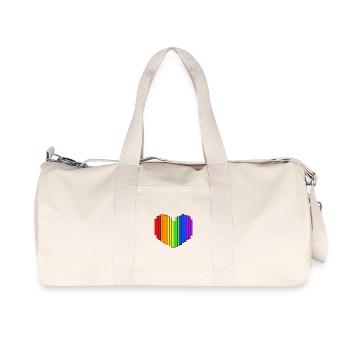 Rainbow Heart Design - Recycled Canvas Sports Bag by Stanley/Stella - natural - Front