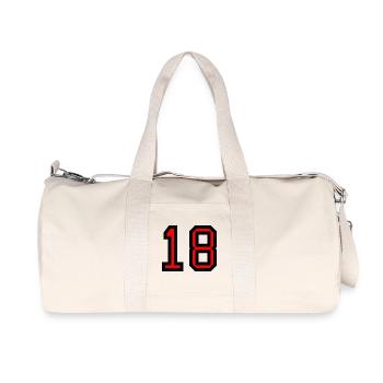 18. 18 YEARS OLD. 18th ANNIVERSARY. 18 BIRTHDAY. - Recycled Canvas Sports Bag by Stanley/Stella - natural - Front