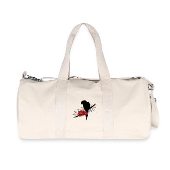 Papagei mit Pfingstrosen – tropischer Sommerlook - Recycelte Canvas-Sporttasche von Stanley/Stella - Naturweiß - Vorne