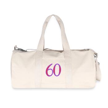 60. 60 JAHRE. 60-JÄHRIGES JUBILÄUM. 60. GEBURTSTAG. - Recycelte Canvas-Sporttasche von Stanley/Stella - Naturweiß - Vorne