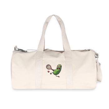 Funny cucumber playing tennis with headband - Recycled Canvas Sports Bag by Stanley/Stella - natural - Front