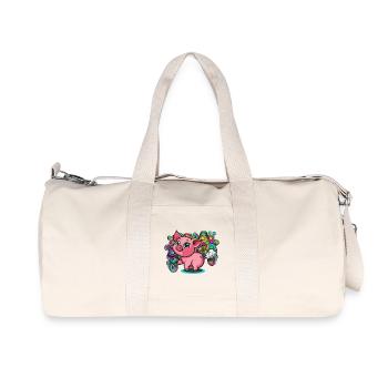 Furz-Schwein mit Regenbogenwirbel - Recycelte Canvas-Sporttasche von Stanley/Stella - Naturweiß - Vorne