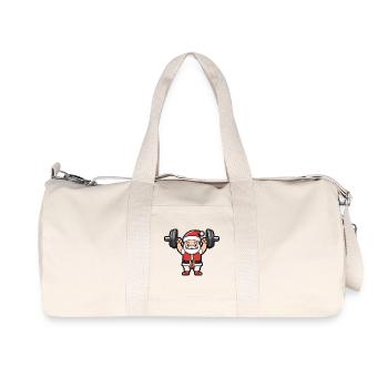 Santa Claus Weights Gym Christmas - Recycled Canvas Sports Bag by Stanley/Stella - natural - Front
