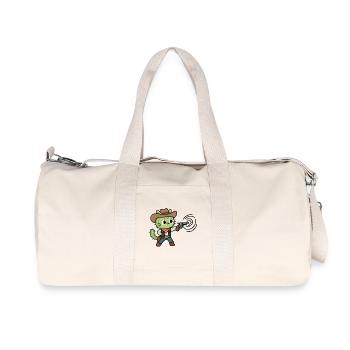 Green Cowboy Cat with Pistol - Recycled Canvas Sports Bag by Stanley/Stella - natural - Front