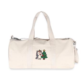 Une licorne mignonne décorant un sapin de Noël - Sac de sport en toile recyclée Stanley/Stella - blanc naturel - Devant