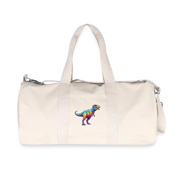 Colorful T-Rex Rainbow Pop Art Watercolor - Recycled Canvas Sports Bag by Stanley/Stella - natural - Front