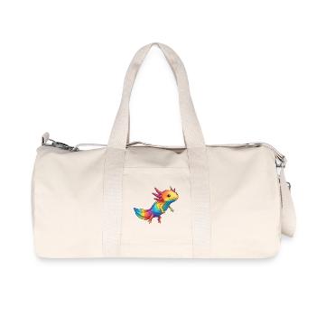 Colorful Axolotl Rainbow Pop Art Watercolor - Recycled Canvas Sports Bag by Stanley/Stella - natural - Front
