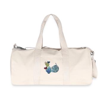 Herznote-Horn mit bunten Herzen - Recycelte Canvas-Sporttasche von Stanley/Stella - Naturweiß - Vorne