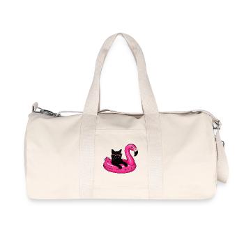 Fat Cat On A Flamingo Floatie - Recycelte Canvas-Sporttasche von Stanley/Stella - Naturweiß - Vorne