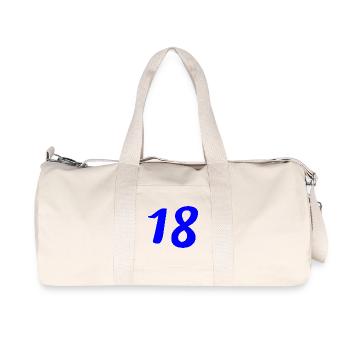 18. 18 YEARS OLD. 18th ANNIVERSARY. 18 BIRTHDAY. - Recycled Canvas Sports Bag by Stanley/Stella - natural - Front