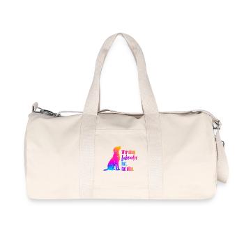 Wer einen Labrador hat hat alles! Hundeliebhaber - Recycelte Canvas-Sporttasche von Stanley/Stella - Naturweiß - Vorne