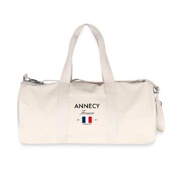 Annecy France Coordinates Travel Souvenir - Recycled Canvas Sports Bag by Stanley/Stella - natural - Front
