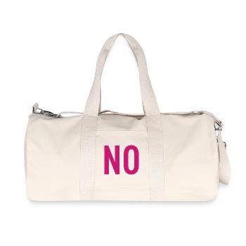 NON – Déclaration de typographie rose - Sac de sport en toile recyclée Stanley/Stella - blanc naturel - Devant