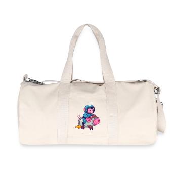 Schwein und Affe als Astronauten - Recycelte Canvas-Sporttasche von Stanley/Stella - Naturweiß - Vorne