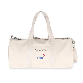 DAD. FATHER'S DAY. HAPPY FATHER'S DAY. HAPPY BIRTHDAY. - Recycled Canvas Sports Bag by Stanley/Stella - natural - Front