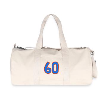 60. 60 JAHRE. 60-JÄHRIGES JUBILÄUM. 60. GEBURTSTAG. - Recycelte Canvas-Sporttasche von Stanley/Stella - Naturweiß - Vorne