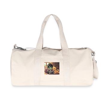 Little Goblin with Dog and Comic Book - Recycled Canvas Sports Bag by Stanley/Stella - natural - Front
