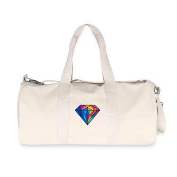 Geometrischer Diamant | Bunt / Regenbogen Design - Recycelte Canvas-Sporttasche von Stanley/Stella - Naturweiß - Vorne