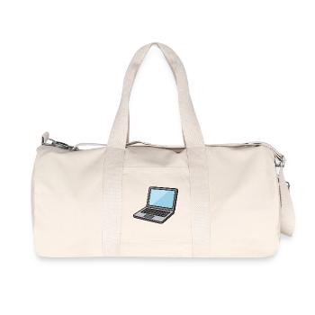 Illustration d’ordinateur portable bleu - Sac de sport en toile recyclée Stanley/Stella - blanc naturel - Devant