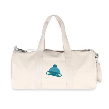 Beanie Blue Accent Pattern - Recycled Canvas Sports Bag by Stanley/Stella - natural - Front