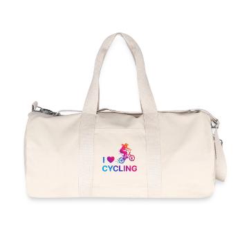 Ich liebe Cycling Heart - Recycelte Canvas-Sporttasche von Stanley/Stella - Naturweiß - Vorne