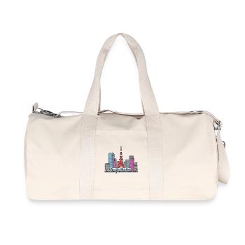 Tokyo City Skyline Tokyo Tower Retro Badge Art - Recycled Canvas Sports Bag by Stanley/Stella - natural - Front