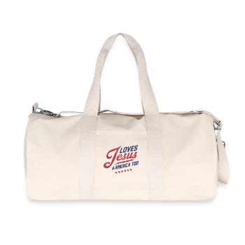 J’aime aussi Jésus et l’Amérique - Sac de sport en toile recyclée Stanley/Stella - blanc naturel - Devant