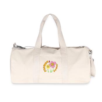 Flower Power Smile Pop Art - Recycelte Canvas-Sporttasche von Stanley/Stella - Naturweiß - Vorne
