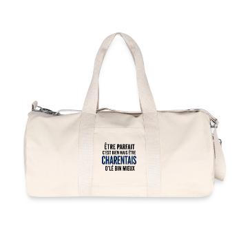 Être parfait, c’est être Charentais - Sac de sport en toile recyclée Stanley/Stella - blanc naturel - Devant