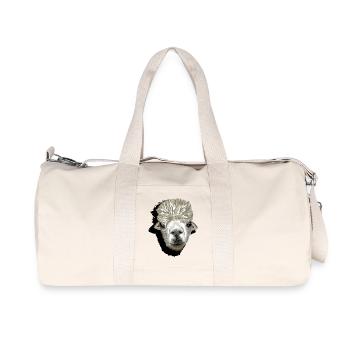 Alpaca funny llama head comic cartoon icon - Recycled Canvas Sports Bag by Stanley/Stella - natural - Front