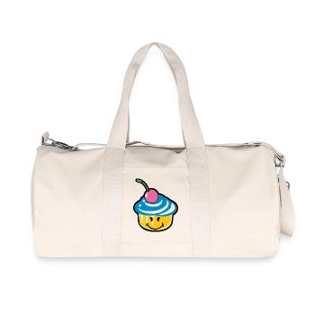 Smiley Kawaii Cupcake - Recycelte Canvas-Sporttasche von Stanley/Stella - Naturweiß - Vorne