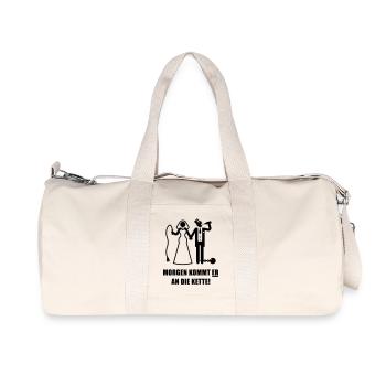 Morgen kommt ER … (Braut Junggesellinnenabschied) - Recycelte Canvas-Sporttasche von Stanley/Stella - Naturweiß - Vorne