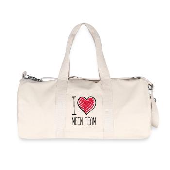 ich liebe mein team herz - Recycelte Canvas-Sporttasche von Stanley/Stella - Naturweiß - Vorne