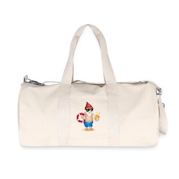 Gartenzwerg mit Badehose,Rettungsring und Getränk - Recycelte Canvas-Sporttasche von Stanley/Stella - Naturweiß - Vorne