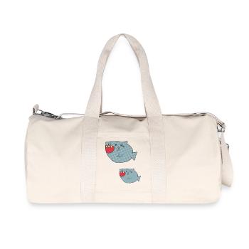 shark-fish father and son - Recycled Canvas Sports Bag by Stanley/Stella - natural - Front