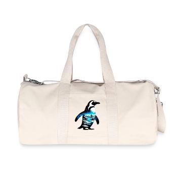 Decorated penguin painted with arctic landscape - Recycled Canvas Sports Bag by Stanley/Stella - natural - Front