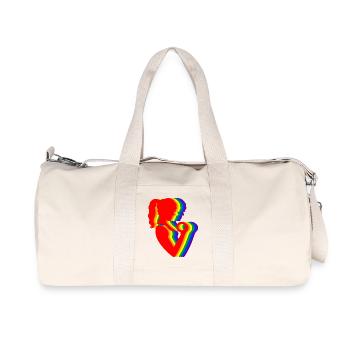 Regenbogen Silhouette Frau mit Hantel - Recycelte Canvas-Sporttasche von Stanley/Stella - Naturweiß - Vorne