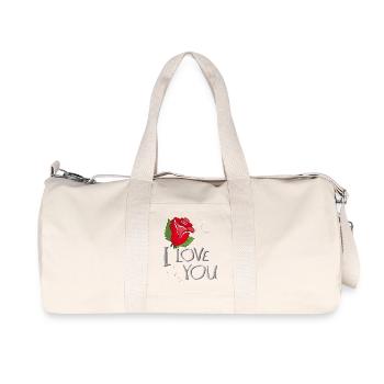 Je t’aime Love Rose - Sac de sport en toile recyclée Stanley/Stella - blanc naturel - Devant