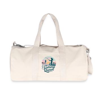 Fishing Queen - Sunset Silhouette - Recycled Canvas Sports Bag by Stanley/Stella - natural - Front