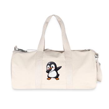 Cute Penguin Dab Dance Gamer Kawaii Cartoon - Recycled Canvas Sports Bag by Stanley/Stella - natural - Front