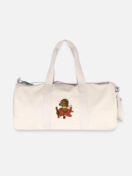 Abenteuerlicher Hund Pilot im Flugzeug - Recycelte Canvas-Sporttasche von Stanley/Stella - Naturweiß