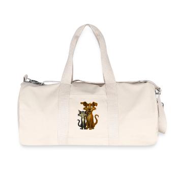 Illustration expressive de dessins animés pour animaux de compagnie - Sac de sport en toile recyclée Stanley/Stella - blanc naturel - Devant