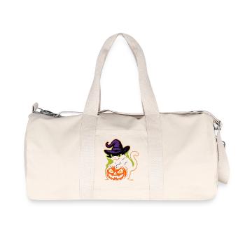 Wizard Cat and Luminous Pumpkin - Recycled Canvas Sports Bag by Stanley/Stella - natural - Front