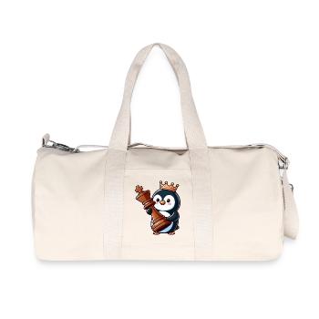 Cute Penguin Chess Piece Checkers King Cartoon Game - Recycled Canvas Sports Bag by Stanley/Stella - natural - Front