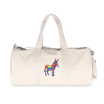 Colorful Donkey Rainbow Pop Art Watercolor - Recycled Canvas Sports Bag by Stanley/Stella - natural - Front